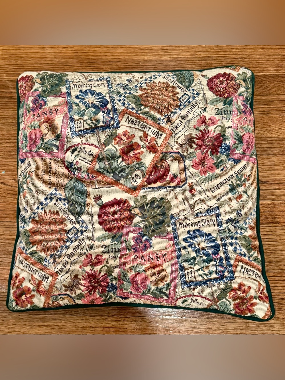 Tapestry Floral Seed Packet Accent Pillow - Multicolor - 15” - By Riverdale